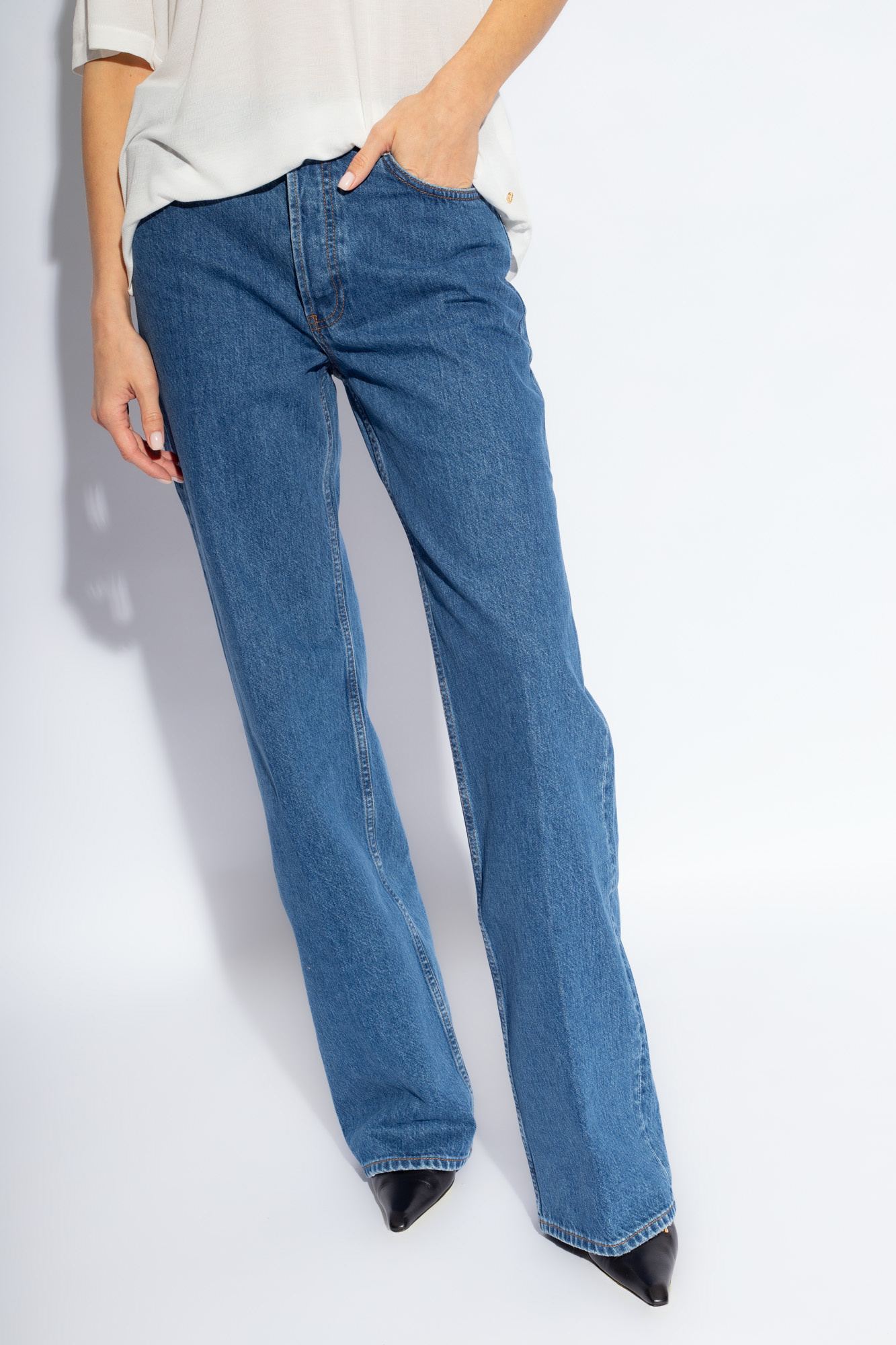 Blue Hugh wide leg jeans Anine Bing Vitkac Italy